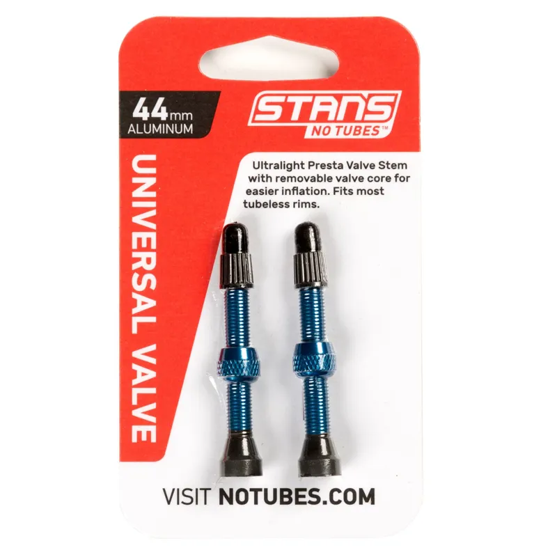 Stans No Tubes Alloy Presta Valves Pair - 44mm - Blue
